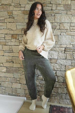 Nuk Stretch Velour Tapered Pant Khaki